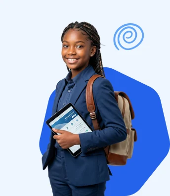A secondary-level learner carrying books